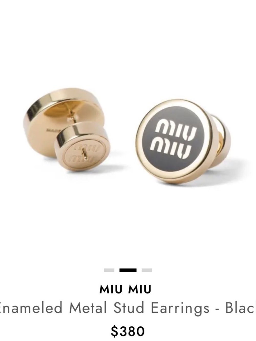 MIU MIU Enameled Women Metal Stud Earrings Black Preowned